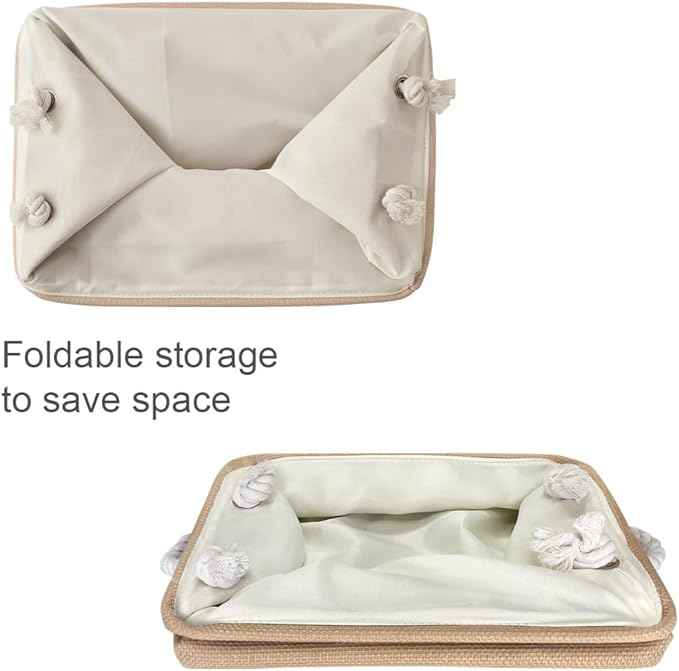 TheWarmHome Storage Basket for Organizing - Small 6 Pack 11.8x7.8x5.2 inch Fabric Storage Cubes with Cotton Rope Handle, Collapsible Storage Bins Baby Storage Toy Nursery (Beige)-Ruum Studio Home