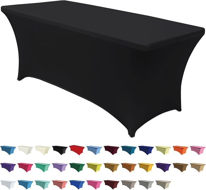ABCCANOPY 4 FT Black Spandex Table Cover Stretch Fitted Wrinkle Resistant Tablecloth Reuse for Rectangular Folding Table Patry Event Wedding Banquet Protector-Ruum Studio Home