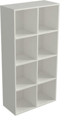8-Cube Storage Shelf Bookcase - Wooden 4-Tier Floor Standing Open Bookshelf, Modern TV Stand up to 55 Inchs for Home and Office, Warm White-Ruum Studio Home