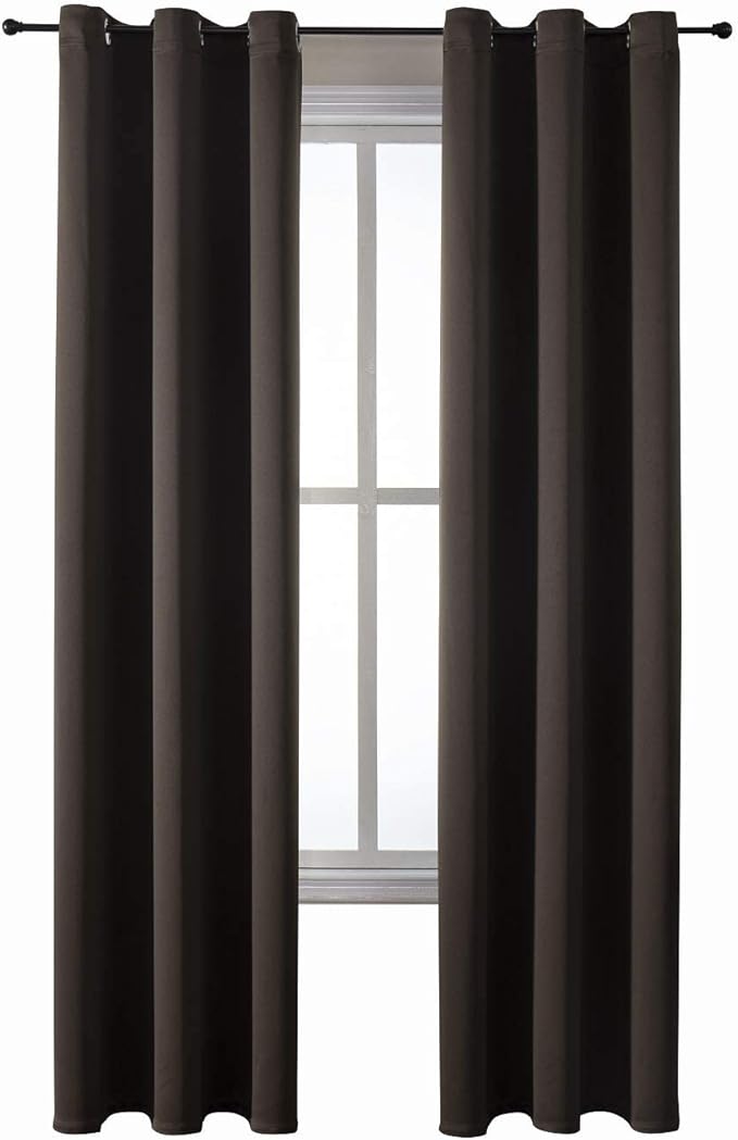 ChrisDowa Grommet Blackout Curtains for Bedroom and Living Room - 2 Panels Set Thermal Insulated Room Darkening Curtains (Brown, 42W x 84L)-Ruum Studio Home