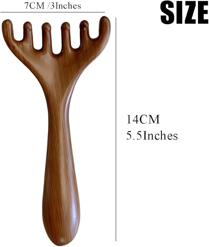Natural Wooden Gua Sha Tool,Wooden Gua Sha Scraping Massage Tool,Long Handle Sandalwood Six Claw Antler Massager,1 Pieces-Ruum Studio Home