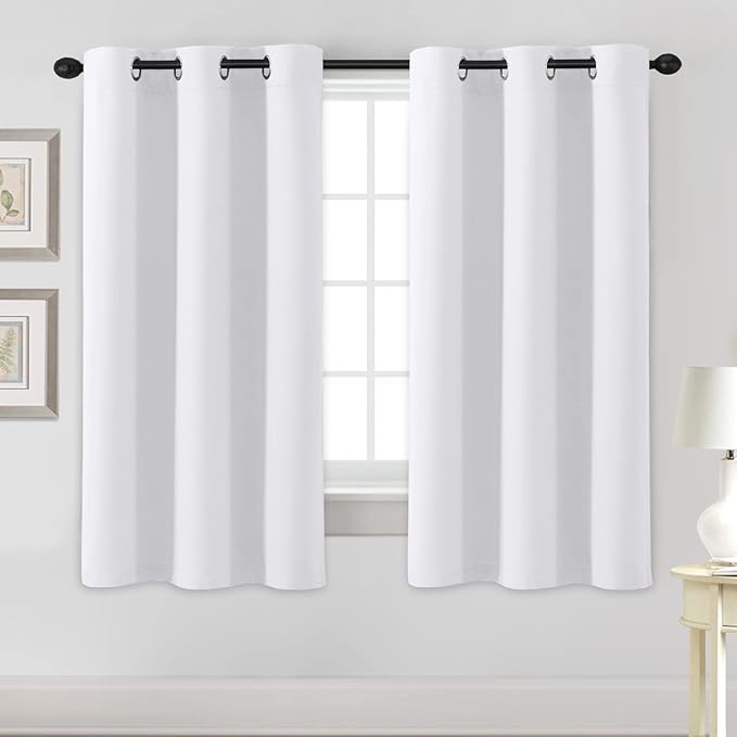 H.VERSAILTEX White Curtains for Bedroom Thermal Insulated Room Darkening Living Room Curtains Grommet Privacy Protection Window Curtain Panels/Drapes for Nursery, 2 Panels, 42x63 Inches, Pure White-Ruum Studio Home
