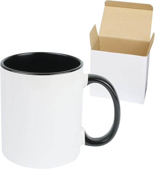 11oz White Ceramic Sublimation Coffee Mug in White Gift Box, Black, Case of 36-Ruum Studio Home
