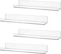 4 Pack Clear Acrylic Floating Shelves for Wall, 15'' Plastic Wall Mounted Display Shelf Kids Bookshelf and Spice Organizer for Bedroom, Living Room, Kitchen, Bathroom, Office-Ruum Studio Home