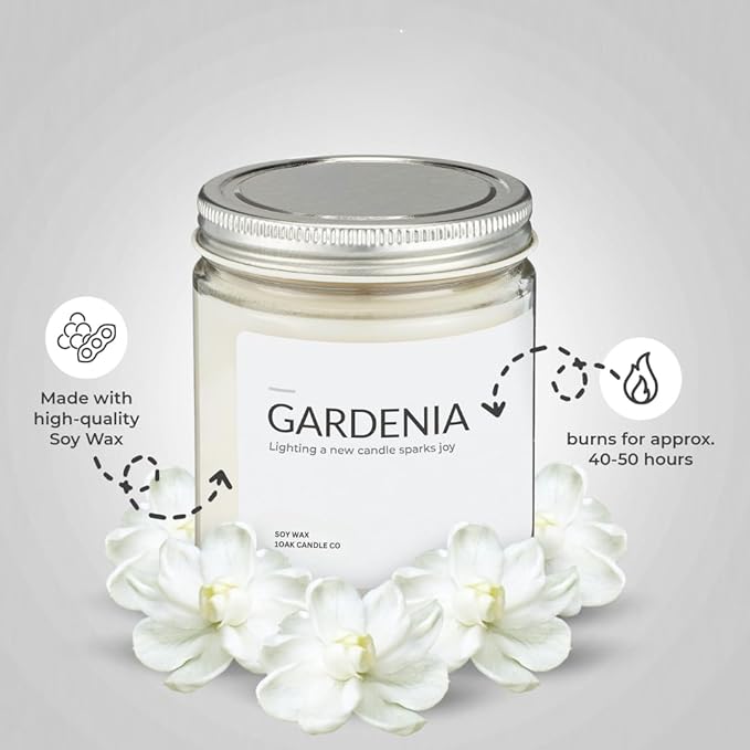 1OAK Soy Wax Scented Candles (Gardenia) - Long Burning Premium Hand-Poured (7oz.)-Ruum Studio Home