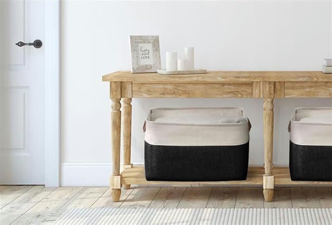 DECOMOMO Storage Bins Fabric Storage Baskets for Shelves, Linen Closet Organization Toys Nursery (Black and White, Large - 3 Pack)-Ruum Studio Home
