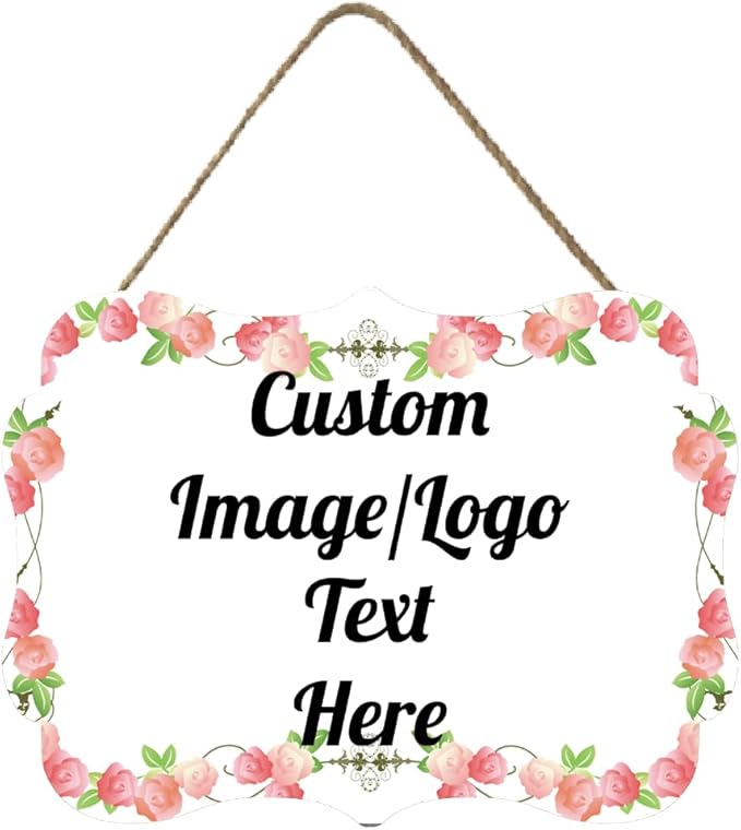 Personalized Wooden Welcome Sign Front Door Decor Personalized Home Sign Door Decorations Customized Image/Text Hanging Door Sign Farmhouse Decorations for Home Office 11.2 * 8 Inch-Ruum Studio Home