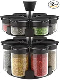 360 rotating 2 tier jars spice rack (6 small 6 large spice jars) Revolving Seasoning Organizer. Spinning Spice Rack for Counter top and Cabinet WITH Custom Label Stickers.-Ruum Studio Home