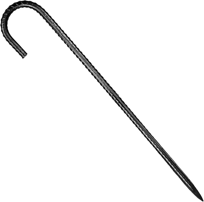 VEVOR Rebar Stakes, 16-Inch, Heavy-Duty 0.4 in Diameter J Hook, Galvanized Steel Ground Anchors with Chisel Point End & Rust-Resistant Coating, for Gardening Support, Fence, Camping Tents (24-Pack)-Ruum Studio Home