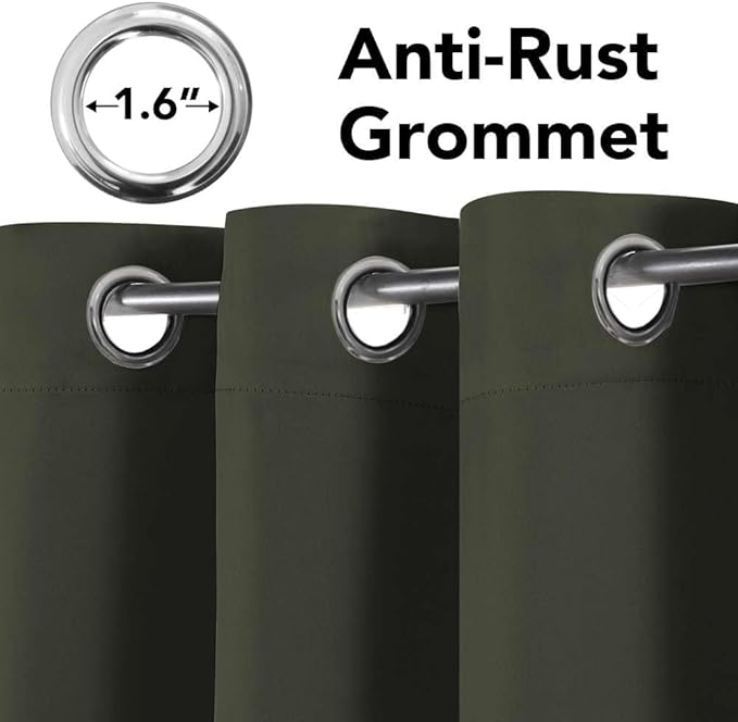 H.VERSAILTEX Thermal Insulated Blackout Window Panels Microfiber Formaldehyde-Free Kids Curtains for Holiday Season Home Decoration,Grommet Top,52 by 96 - Inch - Olive - Set of 2-Ruum Studio Home