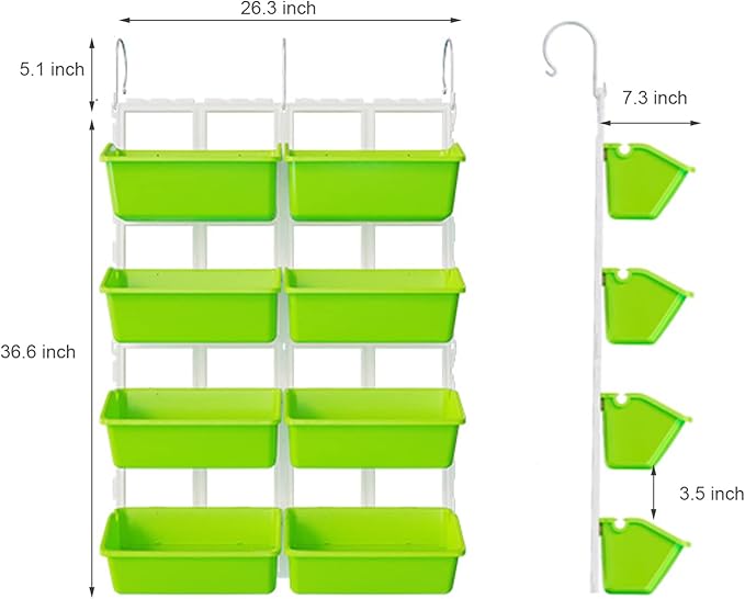 8 Pockets Vertical Planters,Wall Mounted Plastic Plant Grow Pots,Wall Pocket Planters for Indoor,Outdoor,Balcony,Garden Decoration,Light Green-Ruum Studio Home