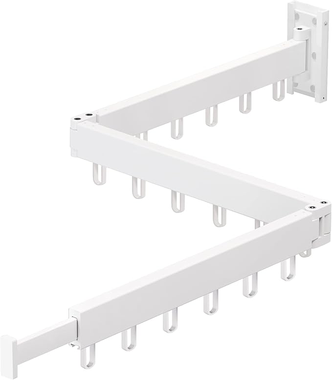 Clothes Drying Rack Wall Mounted,Drying Rack Clothing,Clothes Hanging Rack,Retractable,Collapsible(Tri-Fold), White Color(Ring)-Ruum Studio Home