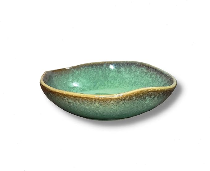 Ceramic Decorative Bowl with Green Glaze, 8'' Small Candy Bowl, Key Dish for Entryway Table, Home Decor Accent, Trinket Tray Holder for Nightstand Ring Gift (8'' Green)-Ruum Studio Home
