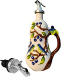 18.26oz/540ml Ceramics Olive Oil Dispenser Bottle,Hand Painted Reliefs Oil Dispenser for Kitchen,Oil Bottles for Kitchen (Blueberry)-Ruum Studio Home