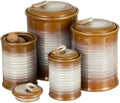Nihow Ceramic Food Storage Jar Sets: Container with Air Tight Ceramic Lid for Flour/Sugar/Rice/Coffee/Cookies/Candy - Seal Damp-proof Canister for The Kitchen - Set of 4 (Brown)-Ruum Studio Home