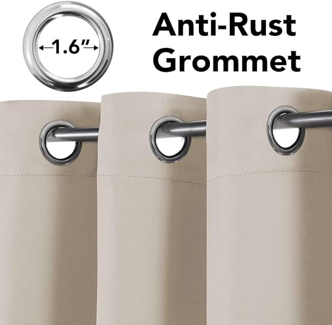 H.VERSAILTEX Thermal Insulated Blackout Window Panels Microfiber Formaldehyde-Free Kids Curtains for Holiday Season Home Decoration,Grommet Top,52 by 96 - Inch - Natural - Set of 2-Ruum Studio Home