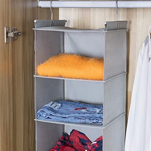 MAX Houser 6 Tier Shelf Hanging Closet Organizer, Closet Hanging Shelf with 2 Sturdy Hooks for Storage,2 Pack, Foldable (Light Grey)-Ruum Studio Home