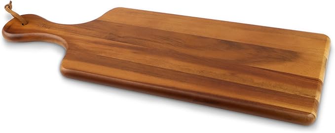 AIDEA Acacia Wood Cutting Board with Handle, Wooden Cheese Board Charcuterie Boards for Bread, Meat, Fruits, Cheese and Serving, Food Serving Tray for Kitchen, 17 x 6 inch-Ruum Studio Home