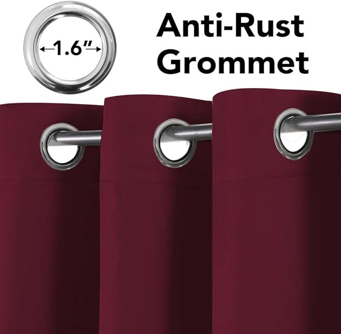 H.VERSAILTEX Christmas Curtains for Bedroom Thermal Insulated Room Darkening Living Room Curtains 63 Inch Long Grommet Privacy Protection Window Curtain Panels/Drapes for Nursery, 2 Panels, Burgundy-Ruum Studio Home