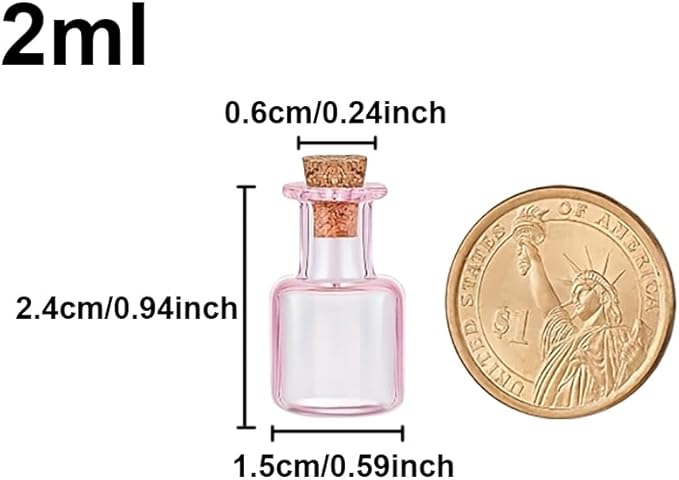 2ml Very Mini Rectangle Glass Color Bottles With Cork Colored Glass Bottles with Cork Stoppers Mix 7 Colors-Ruum Studio Home