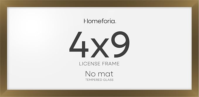 Homeforia 4x9 Business License Frame Bronze, High End Metal 4 x 9 Certificate Frame with Real Glass, 9x4 Document Frames for Wall or Tabletop, 4 by 9 Picture Frames, Tempered Glass, Wall Kit, Set of 1-Ruum Studio Home