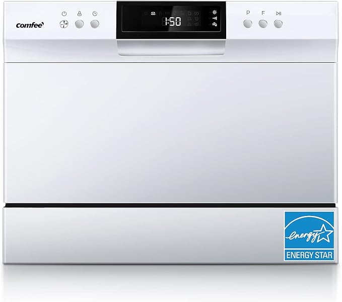 COMFEE’ Portable Mini Dishwasher, Energy Star, Countertop, 6 Place Settings, with 8 Washing Programs, Speed, Baby-Care, ECO& Glass, Dish Washer for Dorm, RV& Apartment, White-Ruum Studio Home