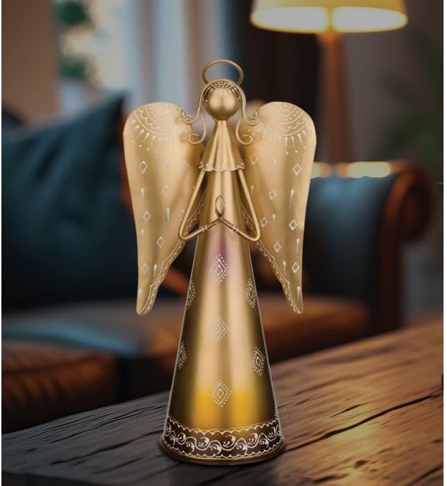 Regal Art & Gift Angel Statue - Metal Indoor/Outdoor Garden Statue Deals, Elegant Garden Decor, Beautiful Gifts for Women, Exquisite Angel Statues for Garden, 16-Inch, Gold-Ruum Studio Home