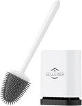 Sellemer Toilet Brush and Holder Set - Flexible Toilet Bowl Brush Head with Silicone Bristles, Compact Size for Storage and Organization, Ventilation Slots Base (1 Pack, White)-Ruum Studio Home