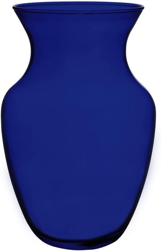 Floral Supply Online - 8" Rose Vase and Flower Guide Booklet - Decorative Glass Flower Vase for Floral Arrangements, Weddings, Home Decor or Office. (Cobalt)-Ruum Studio Home