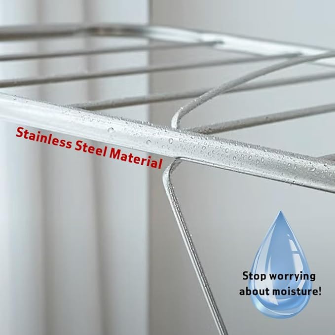 TRES BELLE 25NEW Stainless Steel Clothes Drying Rack(M)–Foldable,Lightweight,No-Slip Rods,Made in Korea,Indoor & Outdoor Use,Rust-Resistant,Towels,Underwear,Baby Clothes Drying–M Sizes-Ruum Studio Home