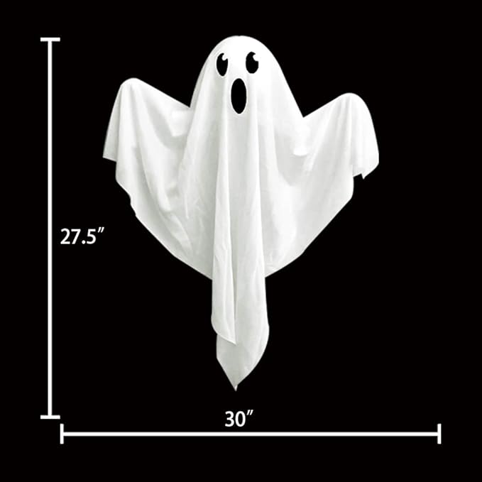 4 Pack Halloween Hanging Ghosts, 27.5 Inch with Light Up Ghost Kit for Indoor Outside Ornaments, Spooky Yard Tree Halloween Decorations Outdoor, Party Décor-Ruum Studio Home