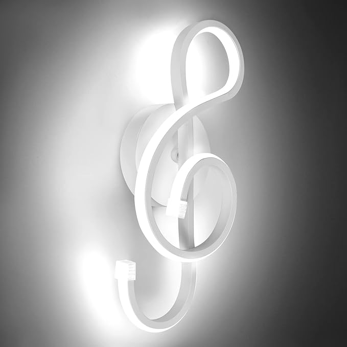 XEYOU 22W Modern Wall Sconce Lighting Indoor LED Creative Wall Light Fixture Music Symbol Art Decoration Wall Lamp for Living Room Bedroom Stair Corridor, White 6000K-Ruum Studio Home