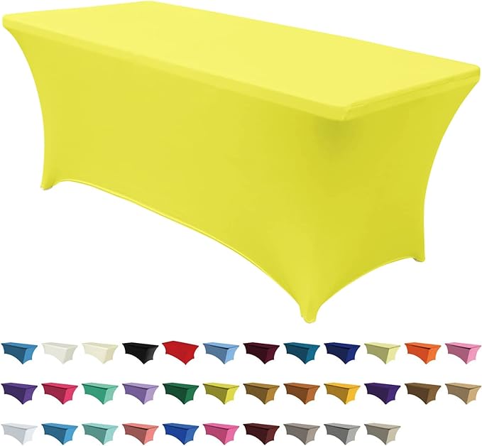 ABCCANOPY 6 FT Yellow Spandex Table Cover Stretch Fitted Wrinkle Resistant Tablecloth Reuse for Rectangular Folding Table Patry Event Wedding Banquet-Ruum Studio Home