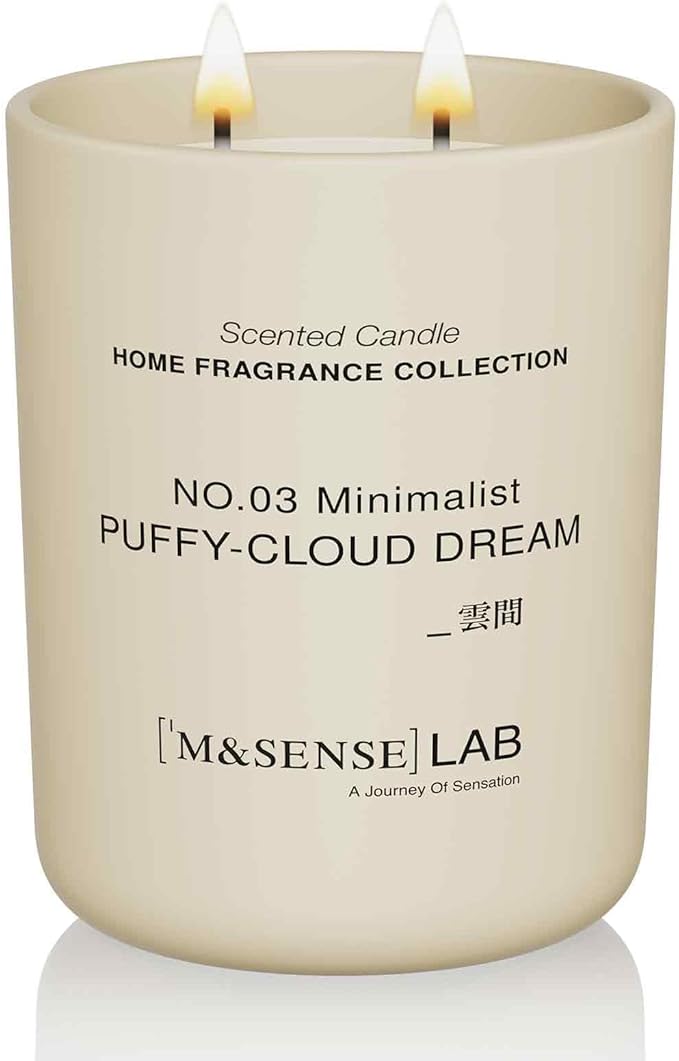 M&SENSE Natural Soy Candle| Puffy-Cloud Dream | 16.6 oz, 95H Burn | Minimalist Scented Candle for Relaxation, Gifting, Home Décor | for Bedroom, Office, Party Large-Ruum Studio Home