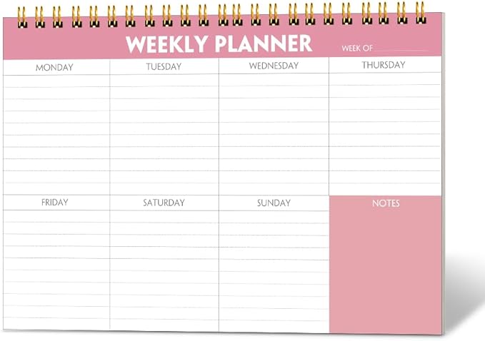 Weekly Planner Notepad - 7" x 10" Weekly Pad Organizers Habit Tracker Journal for Man & Women, 52 Sheets, 100gsm Paper, Undated Weekly To Do List Notepad with Your Life, Pink-Ruum Studio Home