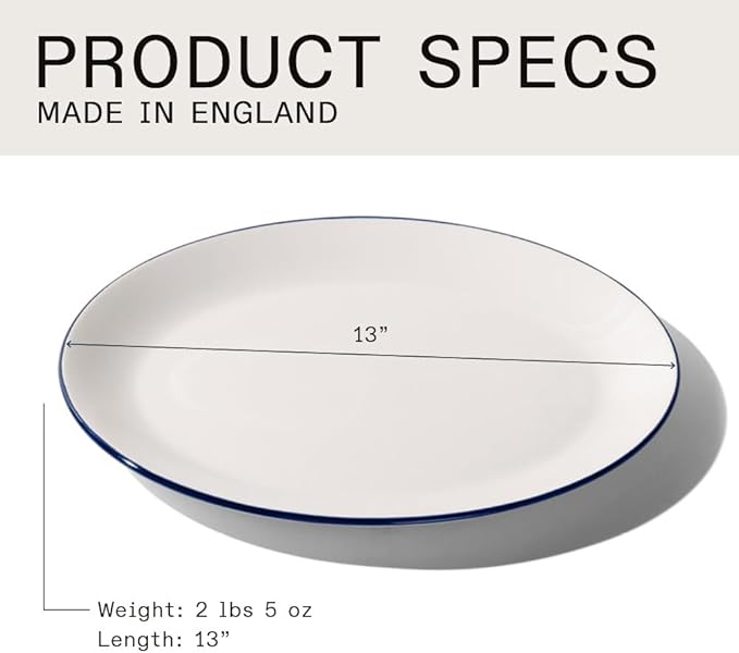 Made In Cookware - Serving Platter - White With Navy Rim- Porcelain England-Ruum Studio Home