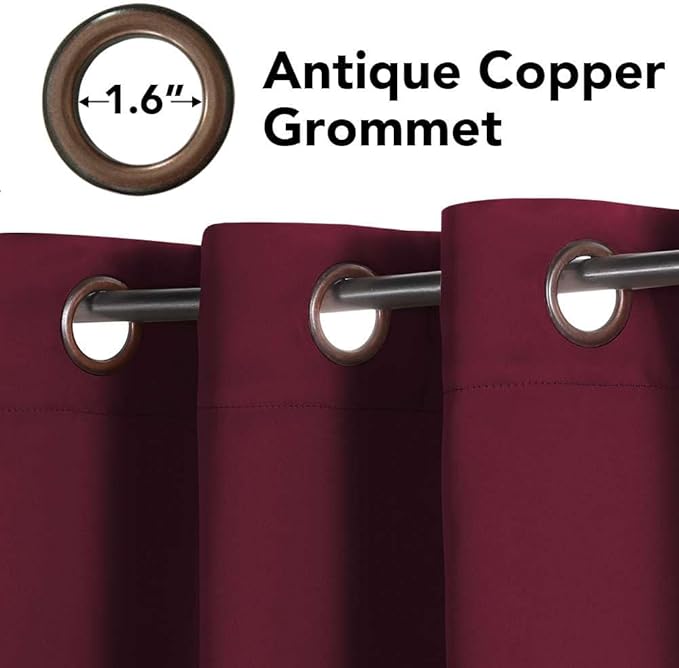 H.VERSAILTEX Christmas Blackout Curtains Premium Blackout Thermal Insulated Room Darkening Curtains for Bedroom/Living Room - Classic Grommet Top (2 Panels, Burgundy, 52 Inch by 45 Inch)-Ruum Studio Home