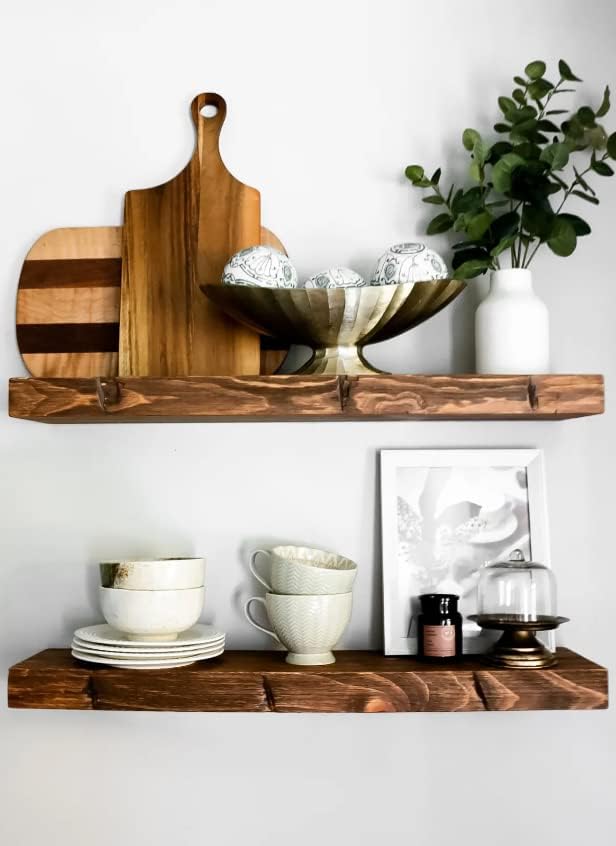 joelsantiques 30 Inch Wooden Floating Shelves for Wall - 30x9x2 in - Made of Natural Wood - Long Heavy Duty Rustic Wall Shelves for Bedroom - Perfect for Living Room, Kitchen - Medium Brown-Ruum Studio Home