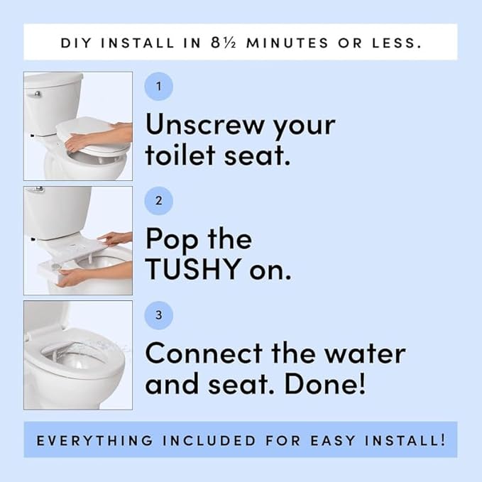 TUSHY Classic 3.0 Bidet Toilet Seat Attachment - A Non-Electric Self Cleaning Water Sprayer with Adjustable Water Pressure Nozzle, Angle Control & Easy Home Installation, (White/Bronze)-Ruum Studio Home
