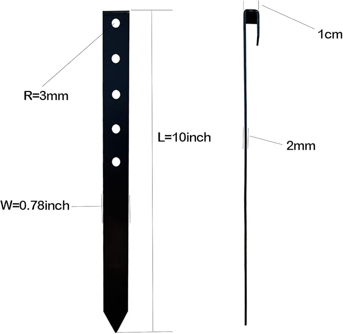 60Pcs Metal Garden Landscape Edging Stakes,Black, 10inch anchoring Stakes Landscape Anchoring Spikes for Terrace Board, Grass Barrier, Landscape Edging Coil, Garden Liner, Bender Board-Ruum Studio Home