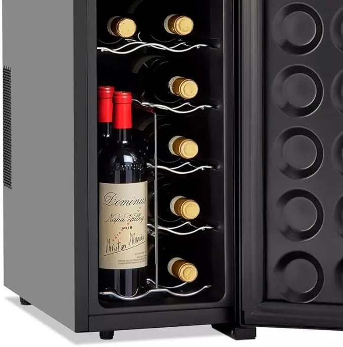 Wine Enthusiast 18-Bottle Slimline Dual Zone Wine Cooler - Energy Efficient Freestanding Wine Refrigerator - Upright Bottle Storage, Adjustable Thermostat, Digital Touchscreen (20.5” x 10.7" x 36.8”)-Ruum Studio Home