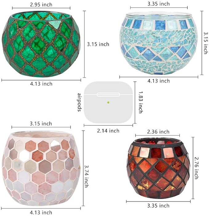 Votive Candle Holder Tea Lights - Glass Candle Holders, Mosaic Tealight Candle Holder, Candle Jar Cup for Wedding Centerpiece Party Table Decorations, Valentines Day Decor-Ruum Studio Home