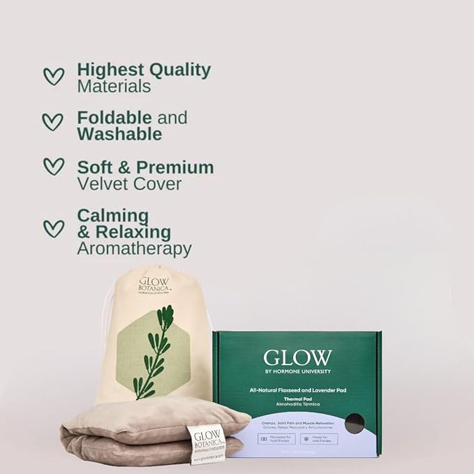 Glow Heating Pad with Flaxseed & Lavender for Hot & Cold Therapy, Microwavable Heat Pad for Back, Neck, Shoulder, Knee, Leg & Menstrual Cramp Relief, Washable & Reusable, One Size Fits All-Ruum Studio Home