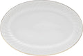 Lynns Paradise Imperial Gold 14-Inch Oval Platter, Set of 2, White; Heavy Duty; Chip Resistant; Lead and Cadmium Free; Freezer to Oven Safe up to 500°F-Ruum Studio Home