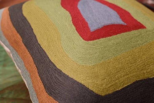 Kandinsky Abstract Pillow Cover - Colorful Modern Throw Pillowcase Chair Cushion Contemporary Farmhouse Sofa Pillowsham Handembroidered Wool Size 18x18-Ruum Studio Home