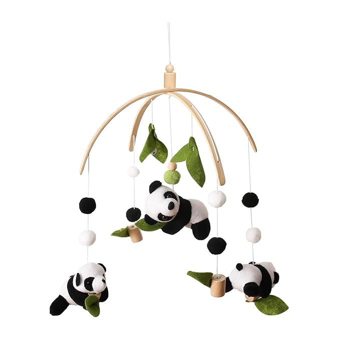 Baby Crib Mobile - Panda Mobile for Crib, Nursery Mobile Decor, Baby Bassinet Mobile Toy - Shower Set for Infant Bedroom Hanging Decoration, Gender Neutral Baby Gift-Ruum Studio Home