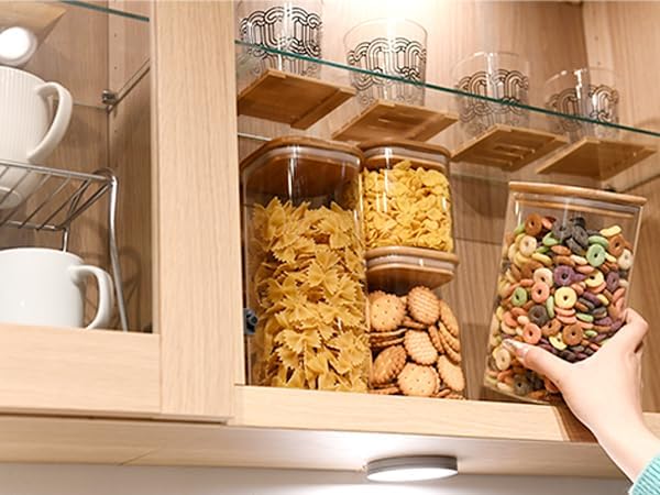 Glass Food Storage Jars Square 61oz, 3 Pack Glass Jars With Bamboo Lids, Kitchen Storage Containers For Spice, Candy, Cookie, Storage For Pantry Organizers-Ruum Studio Home