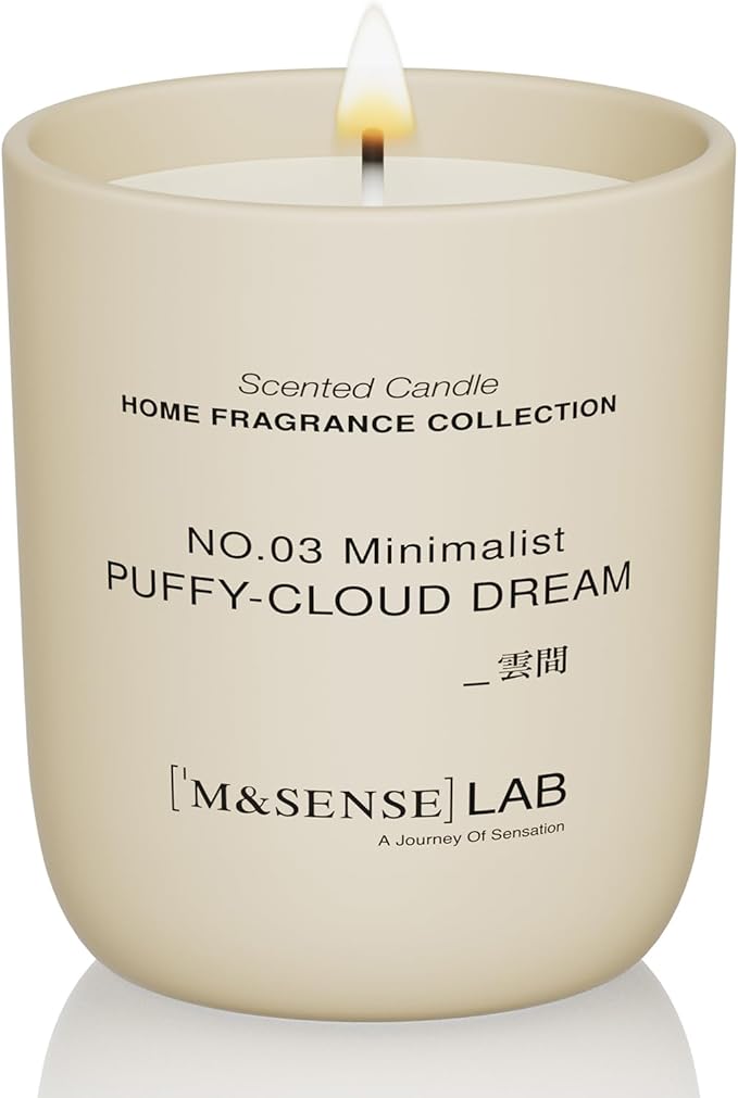 M&SENSE Natural Soy Candle| Puffy-Cloud Dream | 5.3 oz | Minimalist Scented Candle for Relaxation, Gifting, Home Décor | for Bedroom, Office, Party Small-Ruum Studio Home