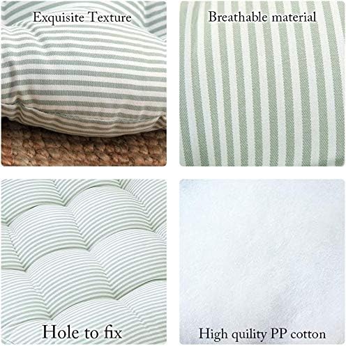 Tiita Stripe Patio Seat Cushions 22"x22" Round Chair Pads Home Floor Cushion Window Pad Set of 2 Throw Pillows Indoor/Outdoor, Green-Ruum Studio Home