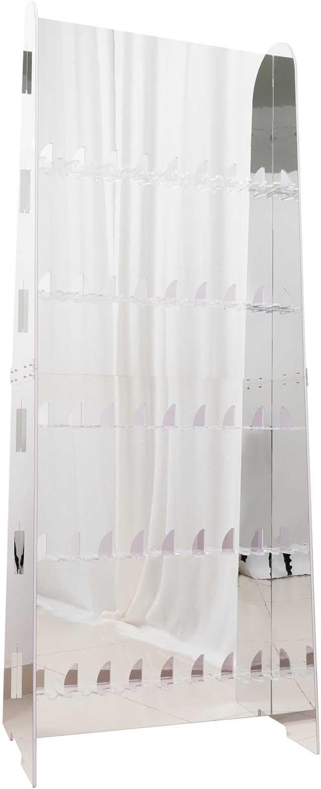 Tableclothsfactory Silver Mirror Finish 5-Tier Wine Glass Stemware Rack, 40 Champagne Flute Holder Foam Board Wall Stand - 5ft-Ruum Studio Home